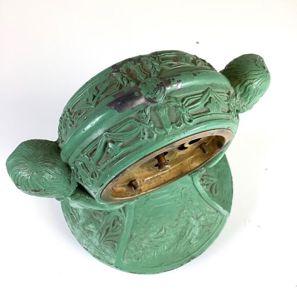 1920s LUX Clock Co. Figural Cherubs Painted Metal Novelty Desk Clock Antique Vtg - Picture 8 of 11